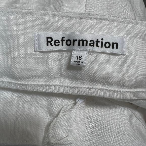 NWT Reformation Mason Linen Pants Pleated Wide Leg Linen Pants Women's 16 White - Picture 6 of 13